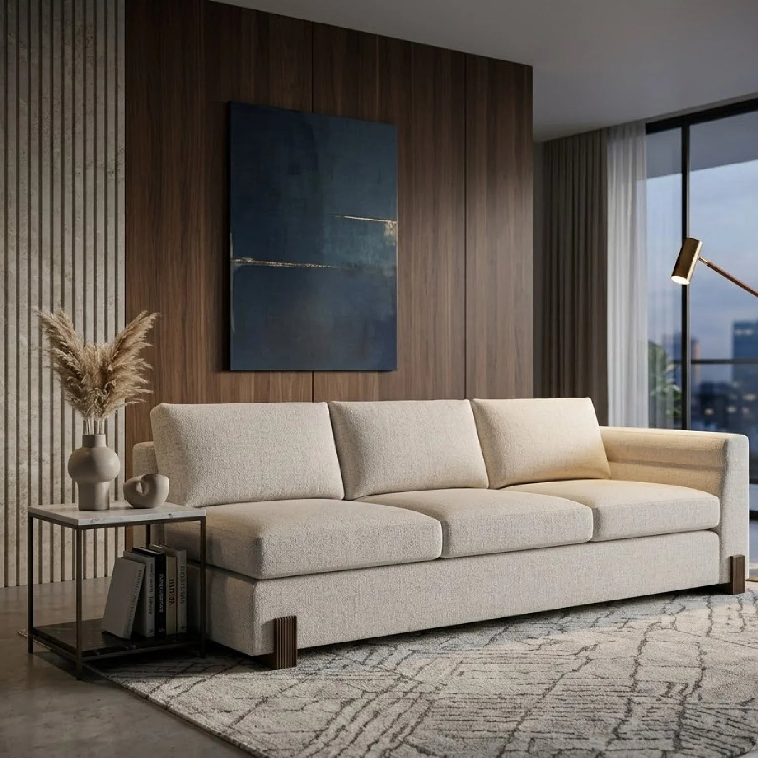 Luxury Woven Fabric Single Arm Sofa Modern Italian Style for Villa