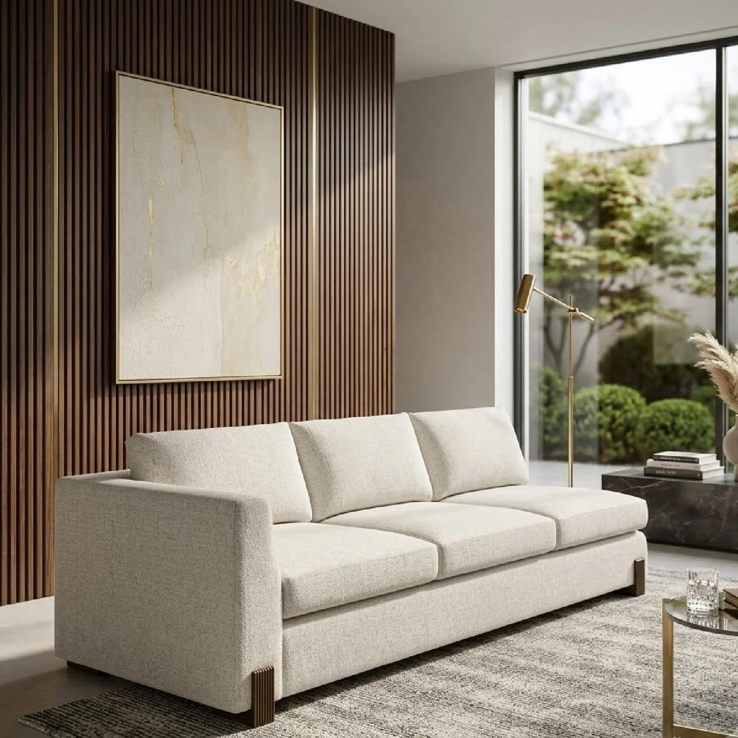 Luxury Woven Fabric Single Arm Sofa Modern Italian Style for Villa