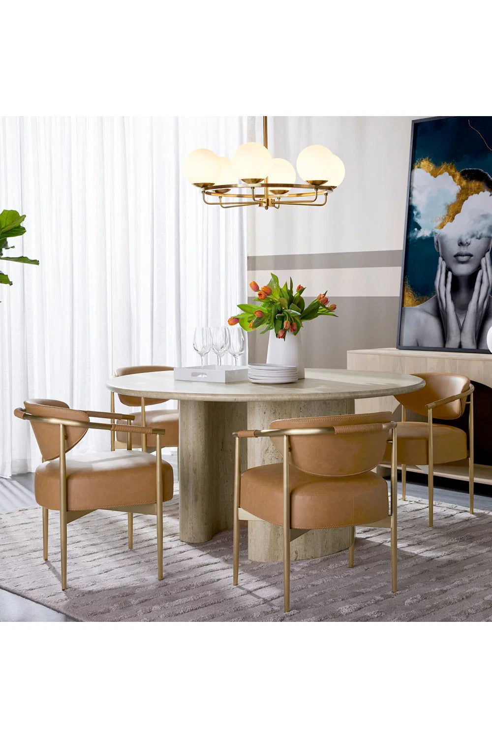 Luxury Woven Modern Dining Armchair European Style for Villa