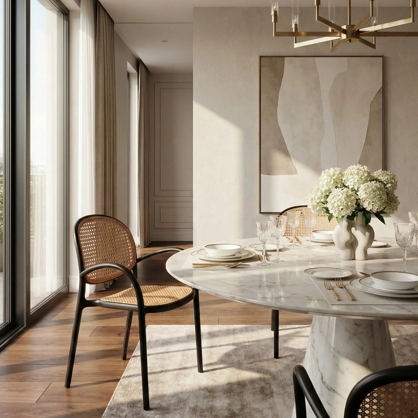 Luxury Woven Modern Dining Chair European Style for Villa