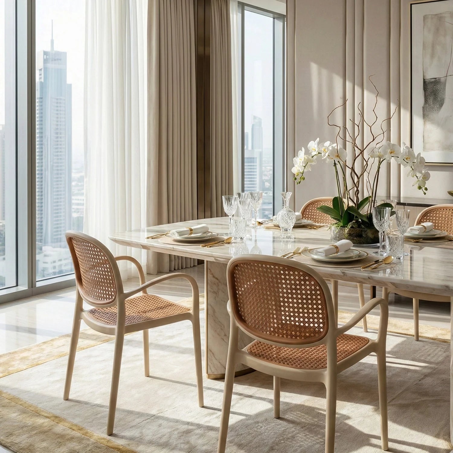 Luxury Woven Modern Dining Chair European Style for Villa