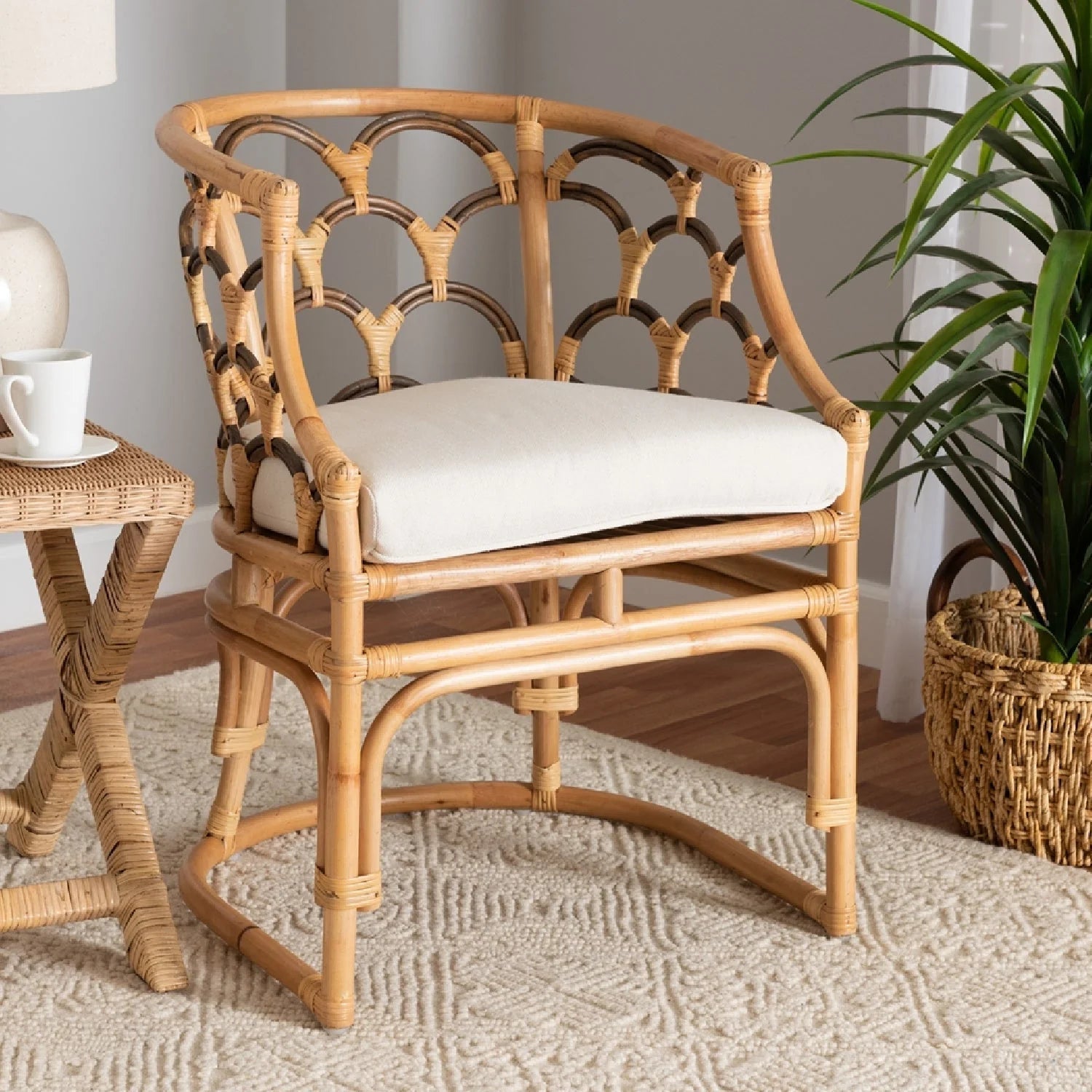 Luxury Woven Rattan Accent Chair European Style for Villa