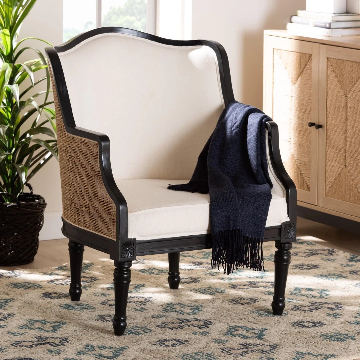 Luxury Woven Rattan Accent Chair Modern Italian Style for Villa