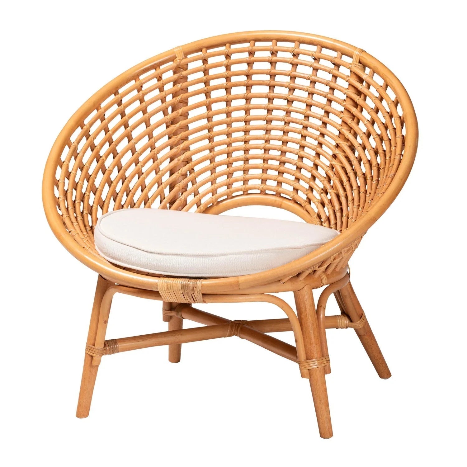 Luxury Woven Rattan Accent Chair Modern Italian Style for Villa