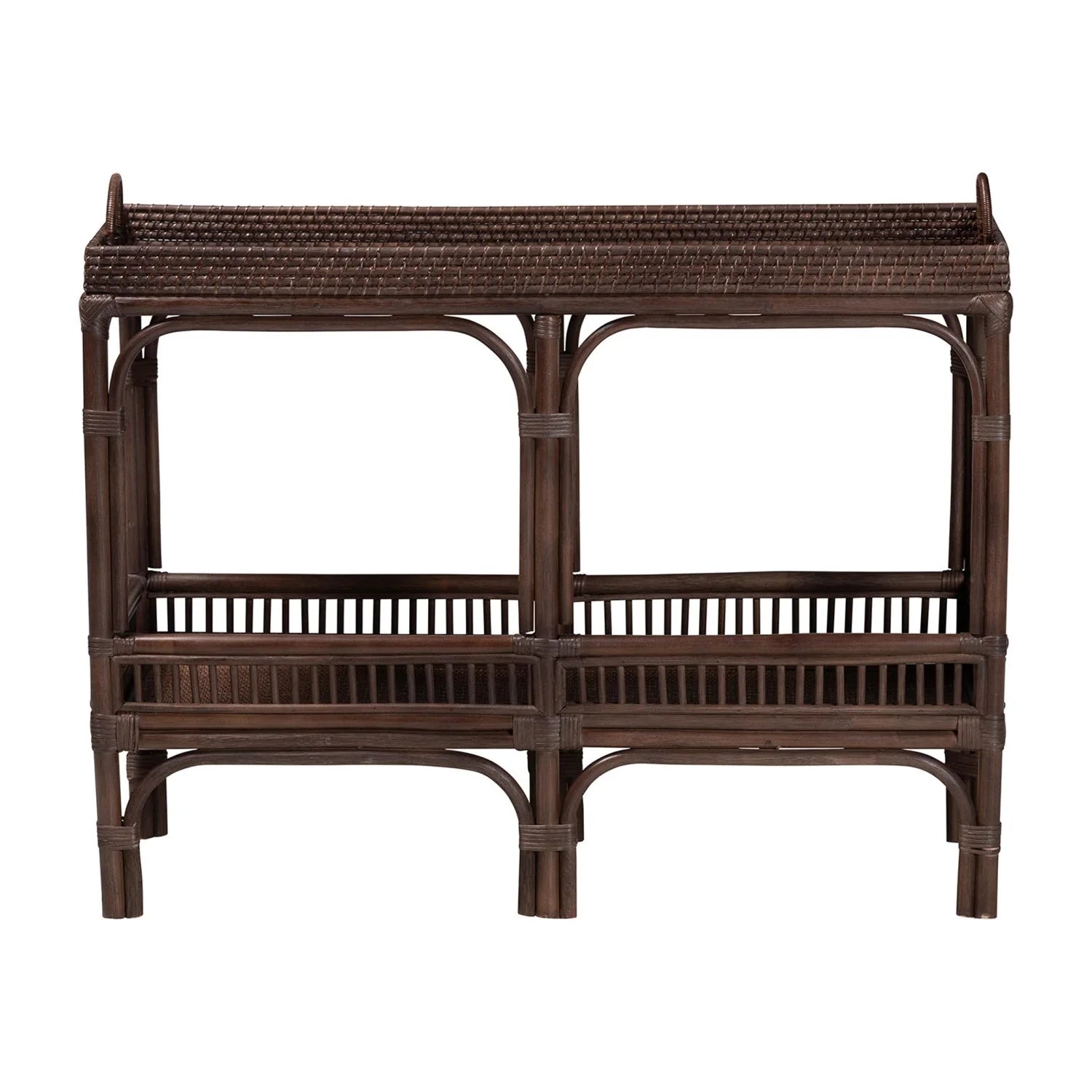 Luxury Woven Rattan Console Table Modern Italian Style for Villa