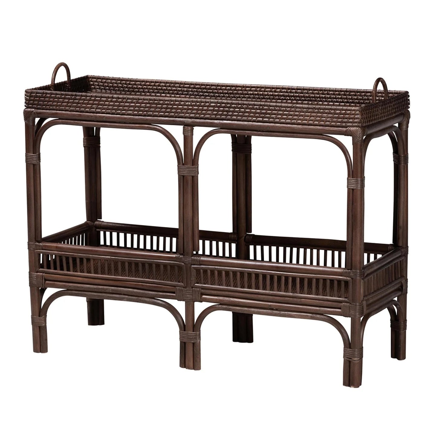 Luxury Woven Rattan Console Table Modern Italian Style for Villa