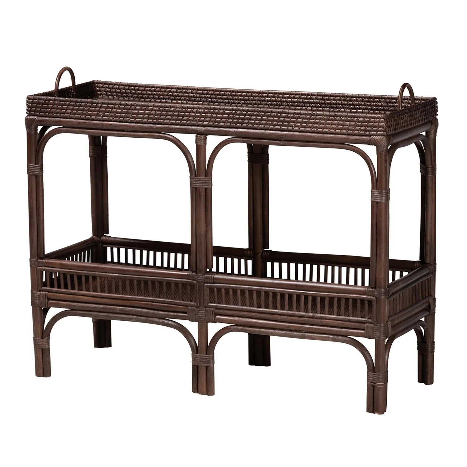 Luxury Woven Rattan Console Table Modern Italian Style for Villa