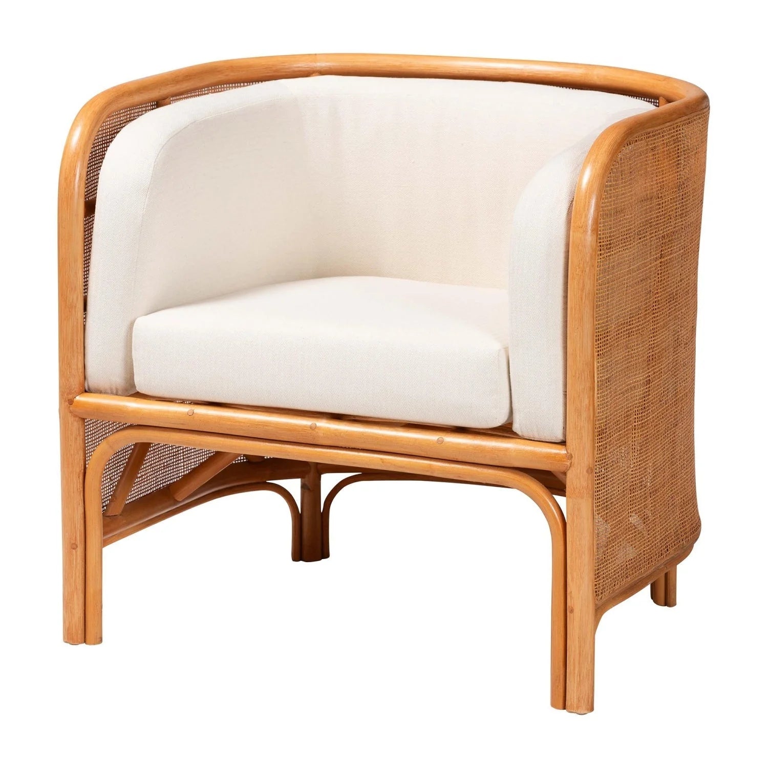 Luxury Woven Rattan Curved Lounge Chair Modern Italian Style for Villa