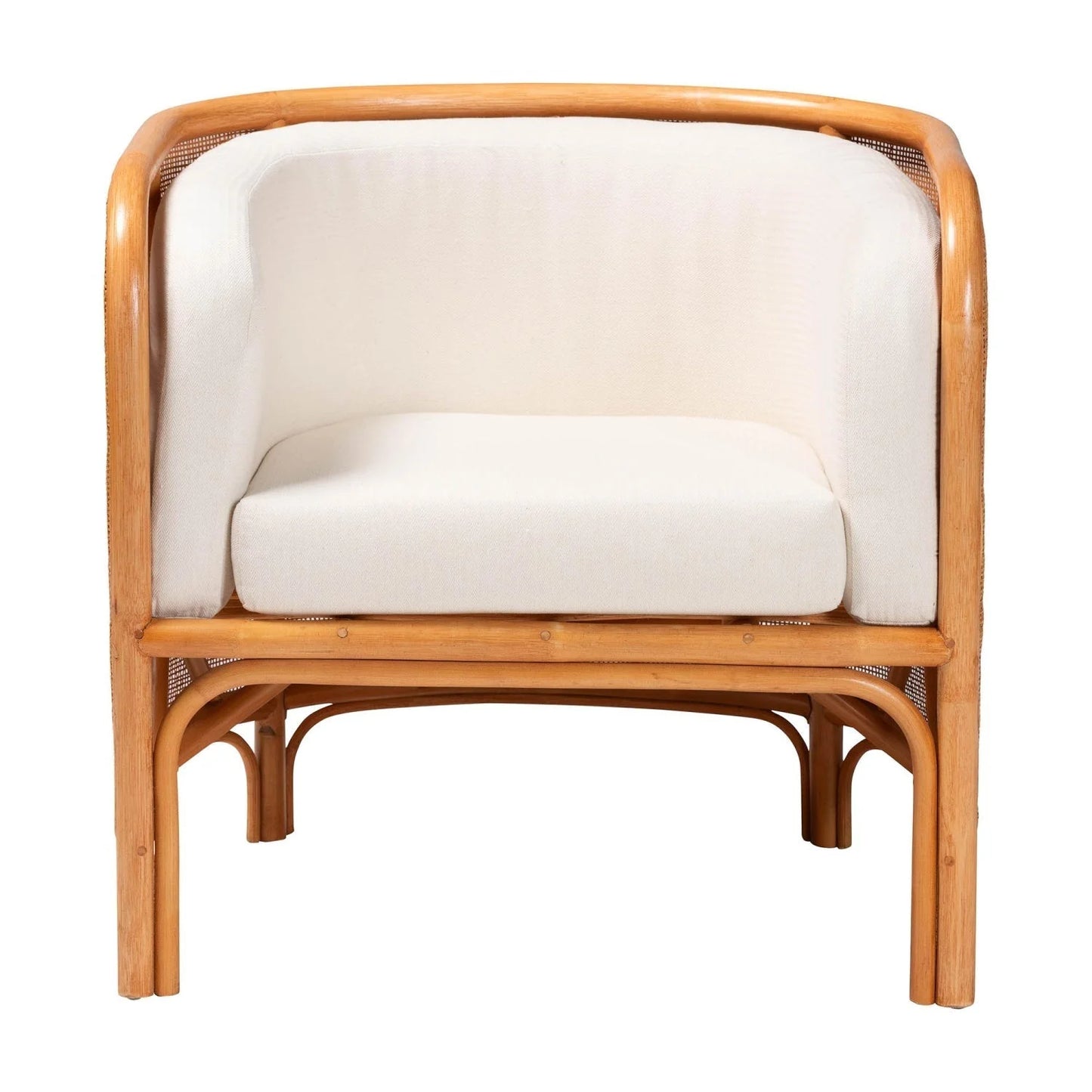 Luxury Woven Rattan Curved Lounge Chair Modern Italian Style for Villa