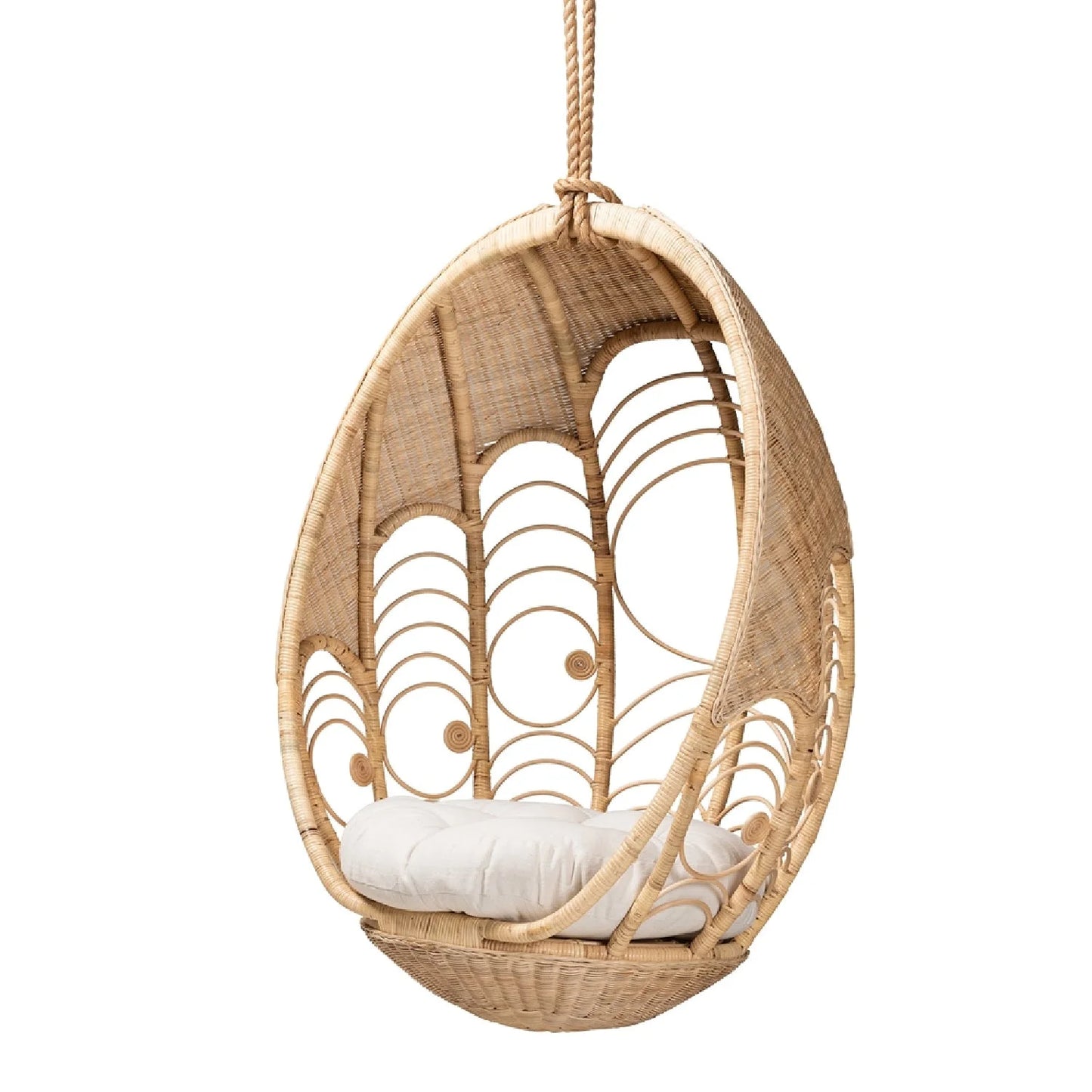 Luxury Woven Rattan Hanging Chair Modern Italian Style for Villa