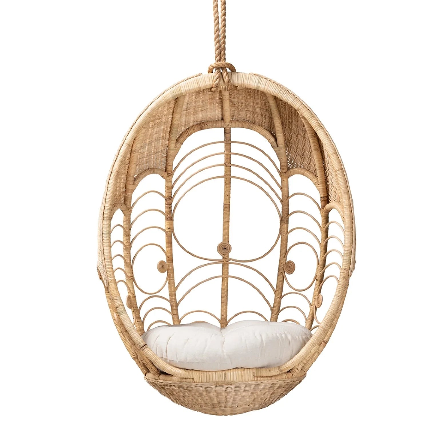 Luxury Woven Rattan Hanging Chair Modern Italian Style for Villa