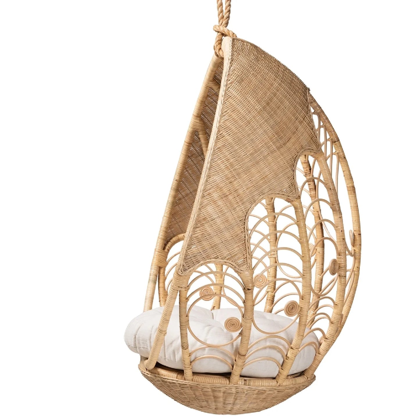 Luxury Woven Rattan Hanging Chair Modern Italian Style for Villa