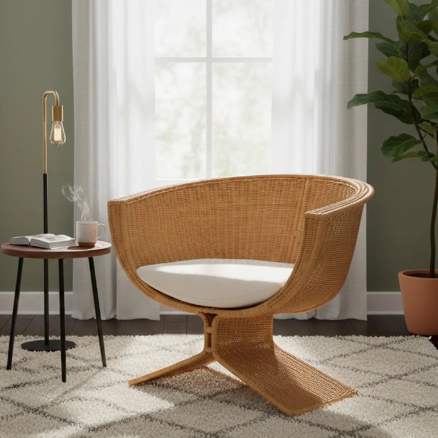 Luxury Woven Rattan Lounge Chair Modern Italian Style for Villa
