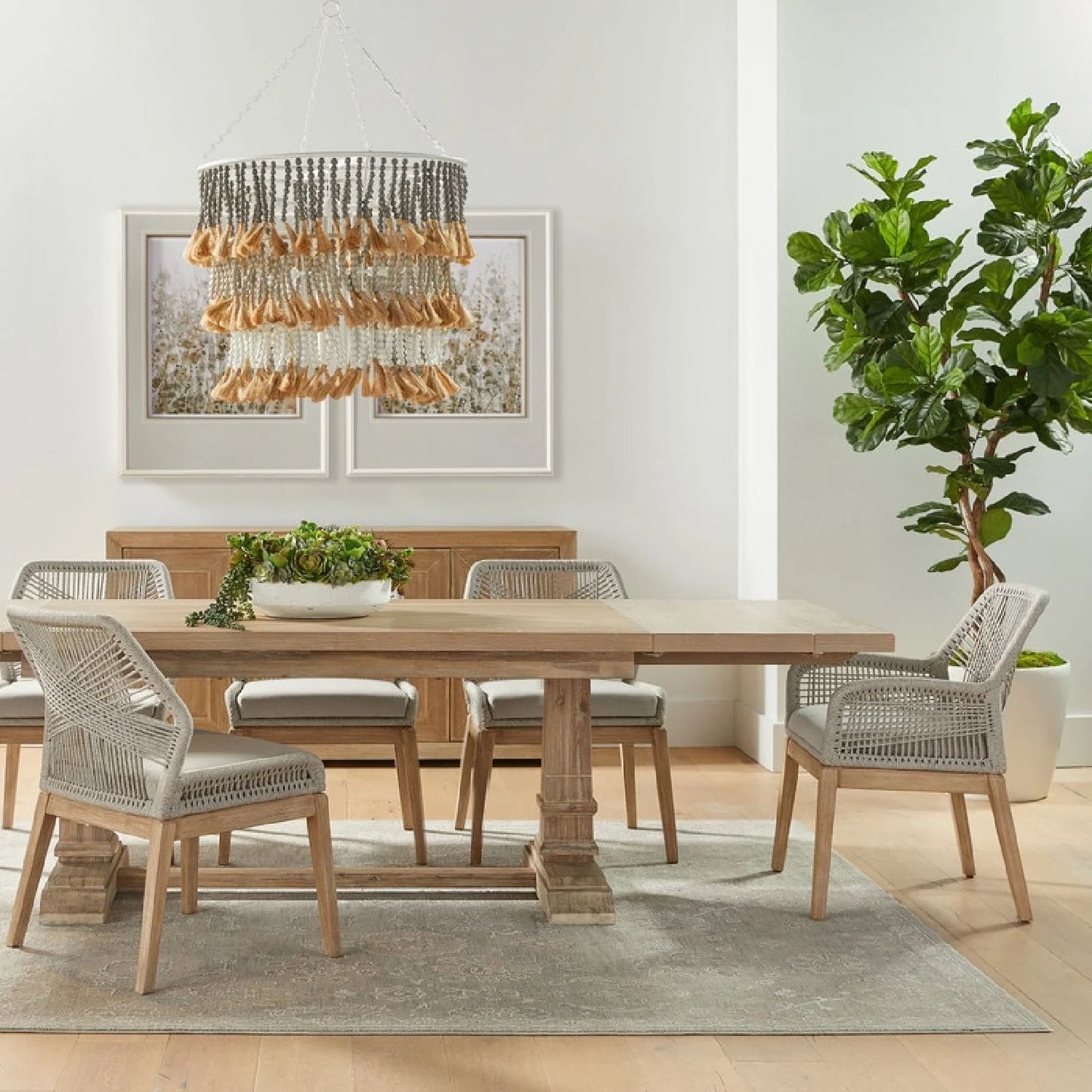 Luxury Woven Rope Dining Armchairs Modern Italian Style for Villa