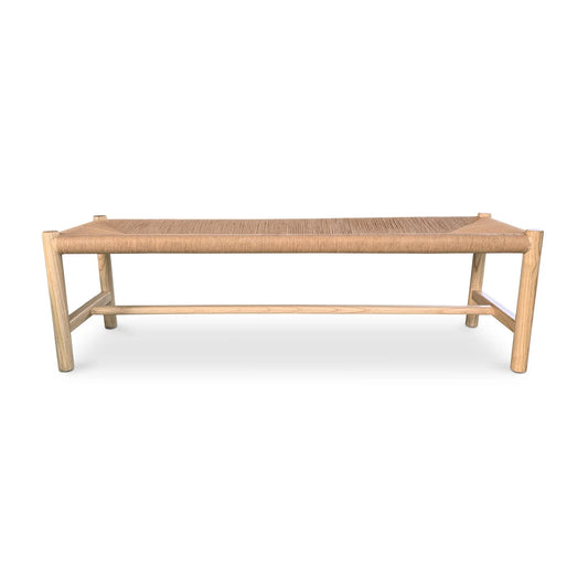 Luxury Woven Rope Elm Wood Bench European Style for Villa