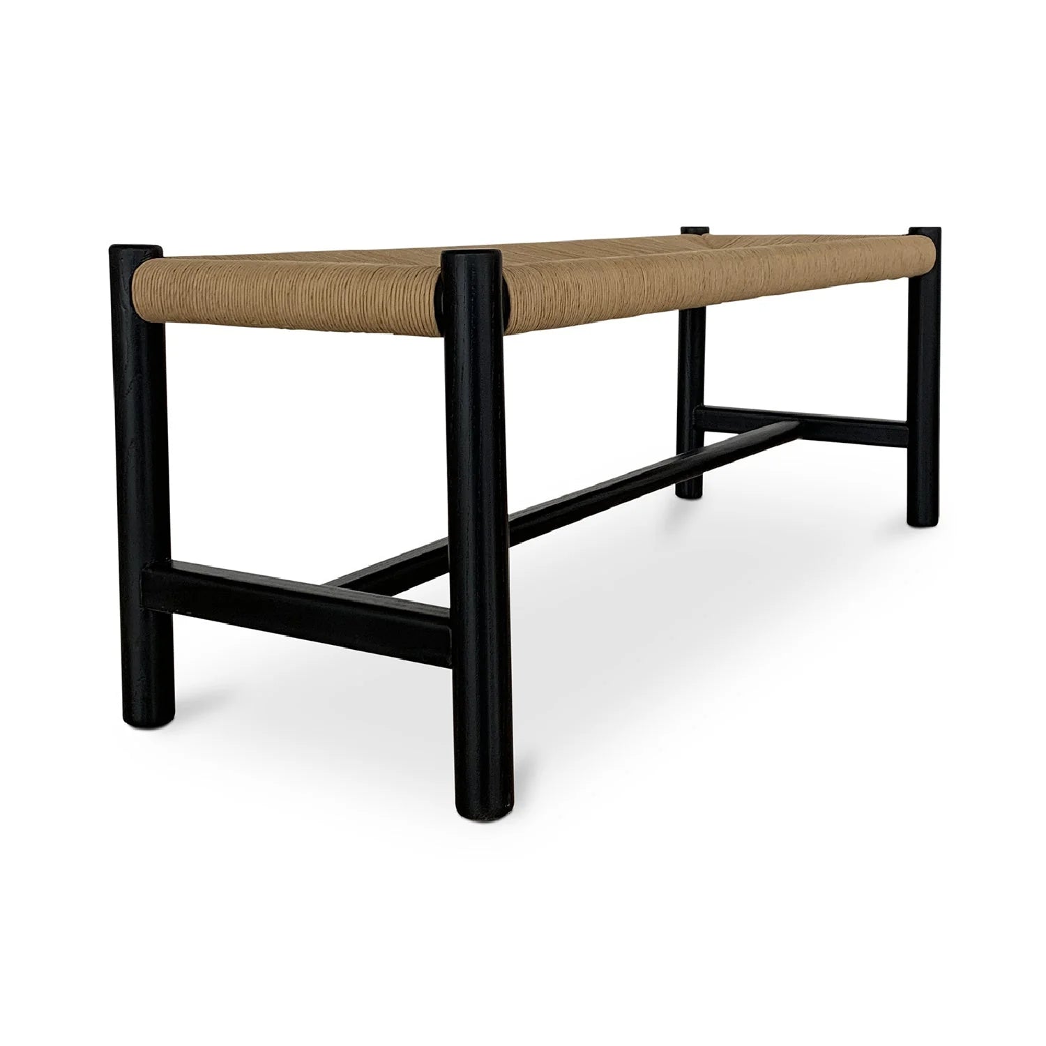 Luxury Woven Rope Elm Wood Bench European Style for Villa