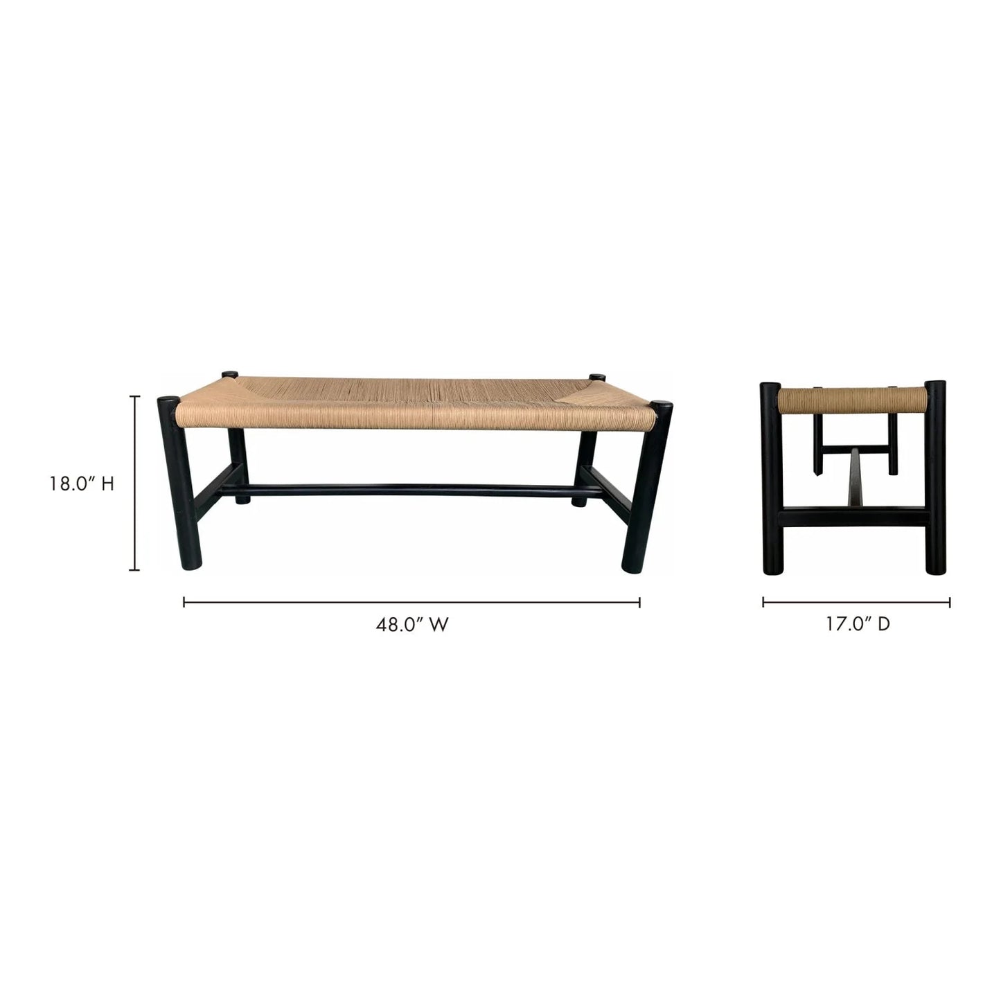 Luxury Woven Rope Elm Wood Bench European Style for Villa