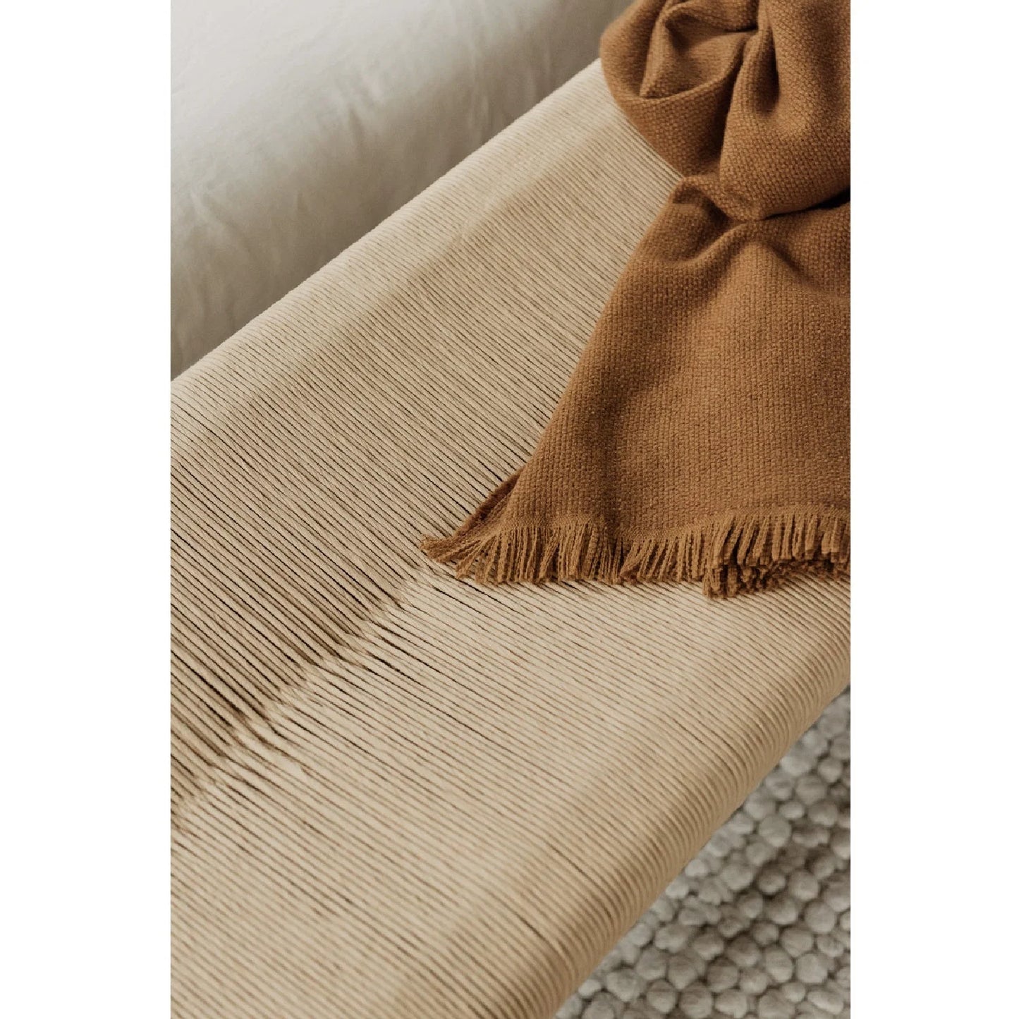 Luxury Woven Rope Elm Wood Bench European Style for Villa