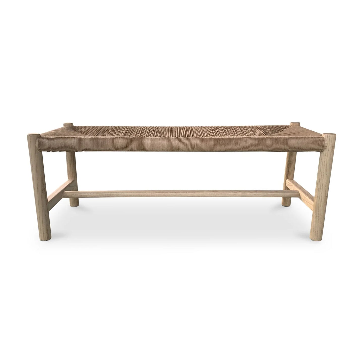 Luxury Woven Rope Elm Wood Bench European Style for Villa