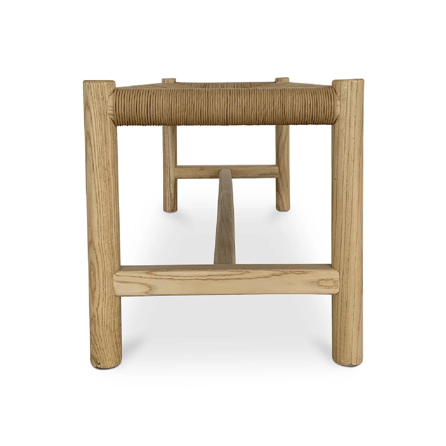 Luxury Woven Rope Elm Wood Bench European Style for Villa