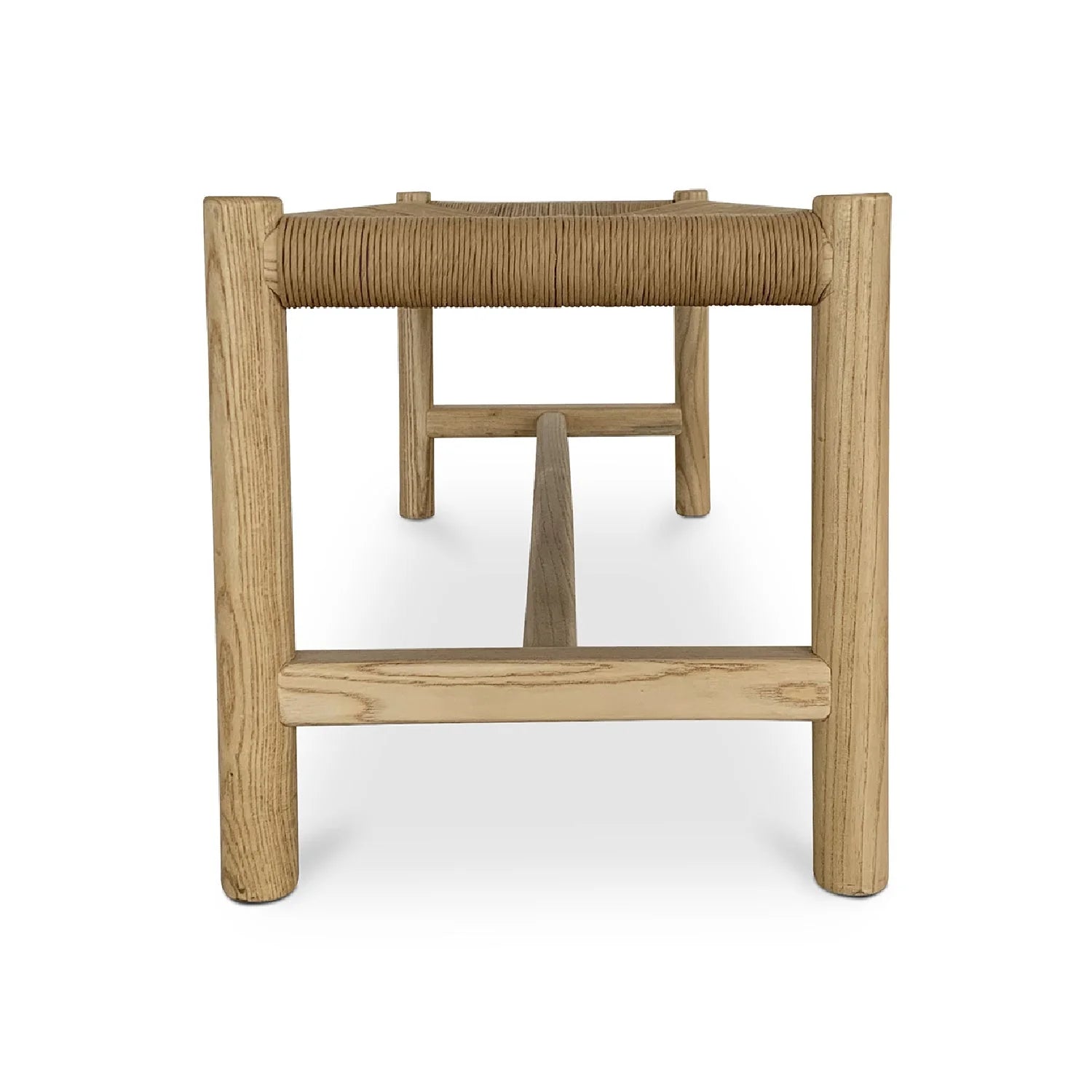 Luxury Woven Rope Elm Wood Bench European Style for Villa