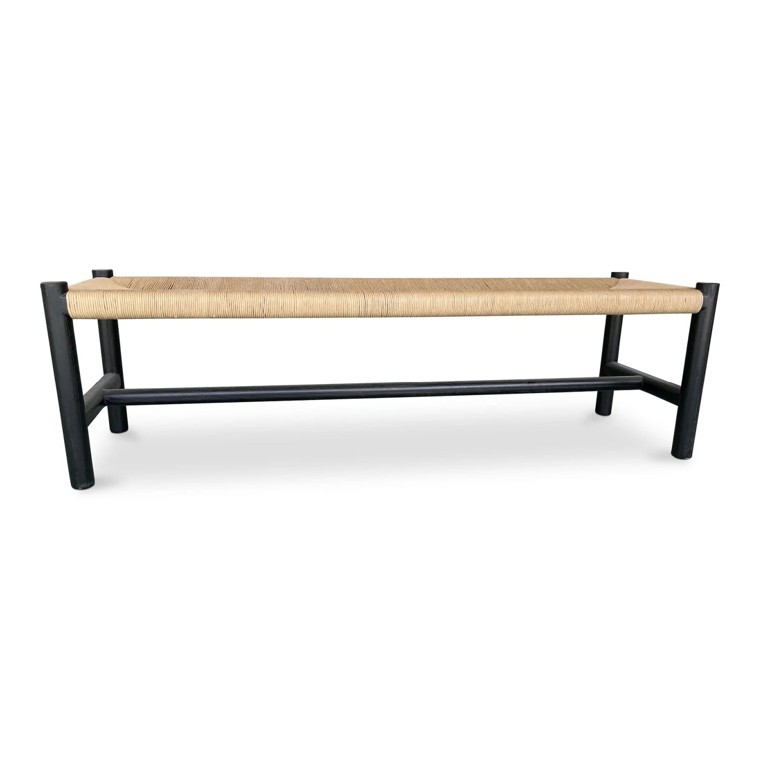 Luxury Woven Rope Elm Wood Bench European Style for Villa