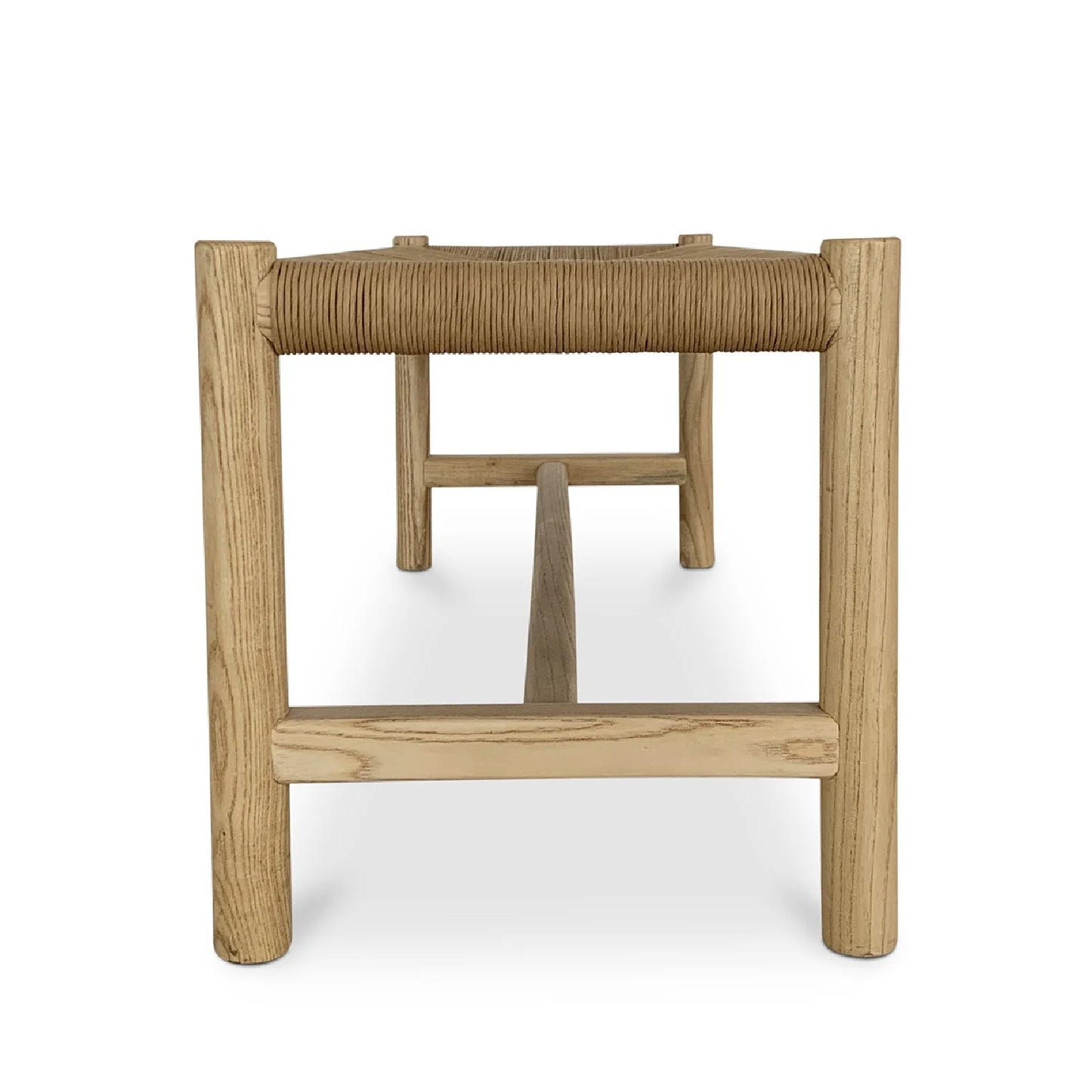 Luxury Woven Rope Elm Wood Bench European Style for Villa