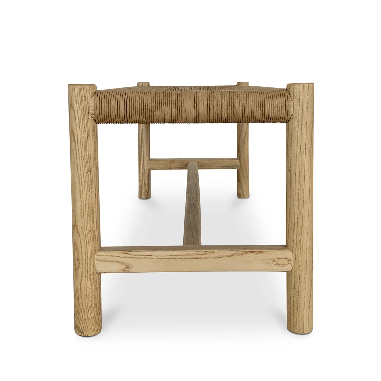 Luxury Woven Rope Elm Wood Bench European Style for Villa