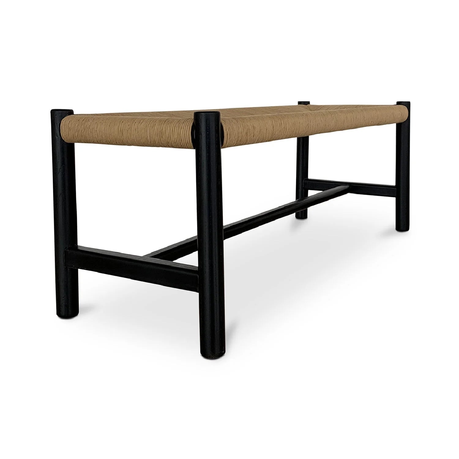 Luxury Woven Rope Elm Wood Bench European Style for Villa