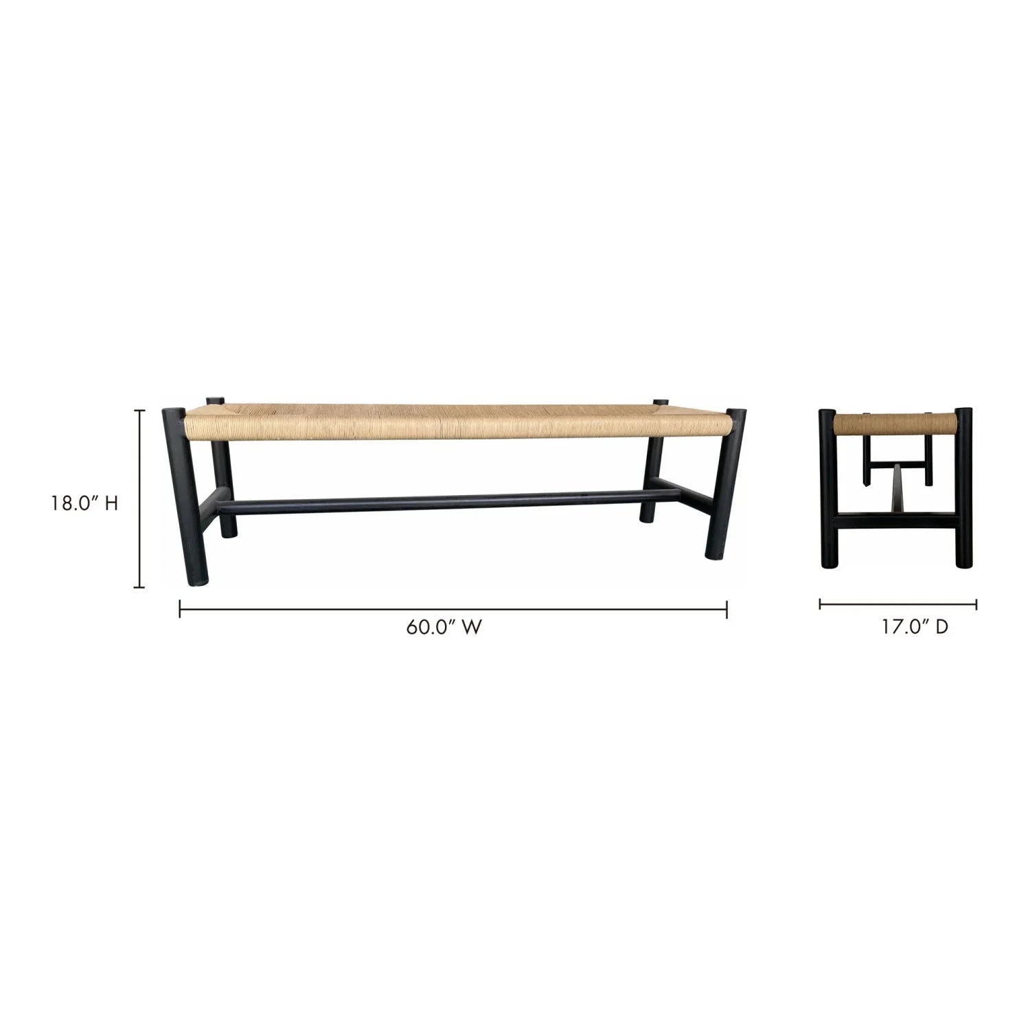 Luxury Woven Rope Elm Wood Bench European Style for Villa