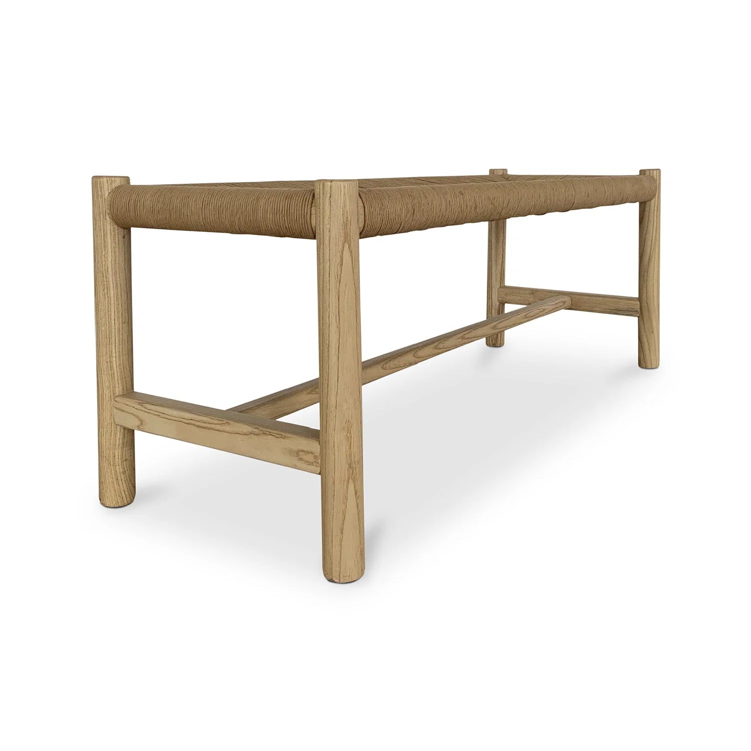 Luxury Woven Rope Elm Wood Bench European Style for Villa