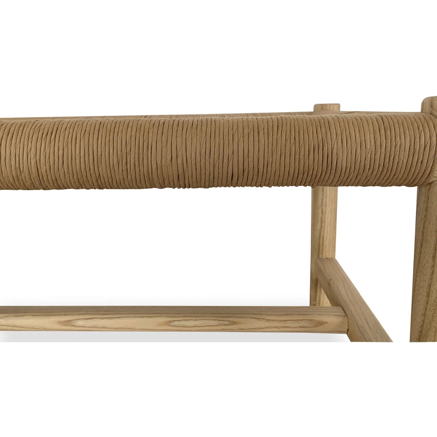 Luxury Woven Rope Elm Wood Bench European Style for Villa
