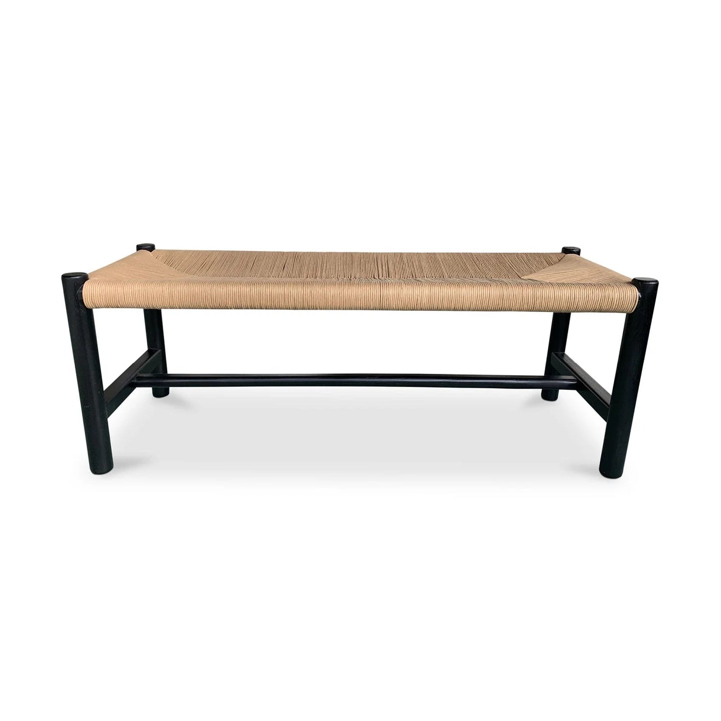 Luxury Woven Rope Elm Wood Bench European Style for Villa