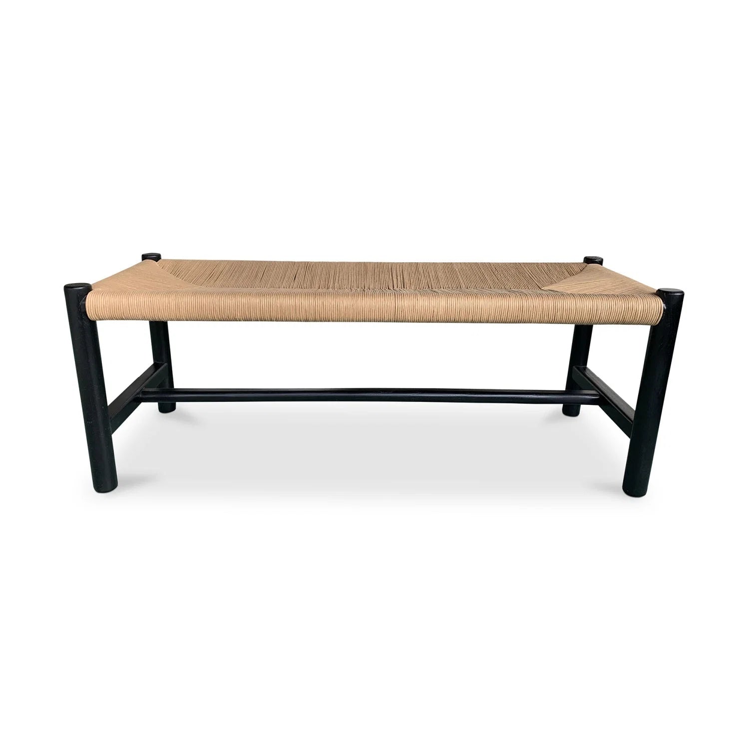 Luxury Woven Rope Elm Wood Bench European Style for Villa