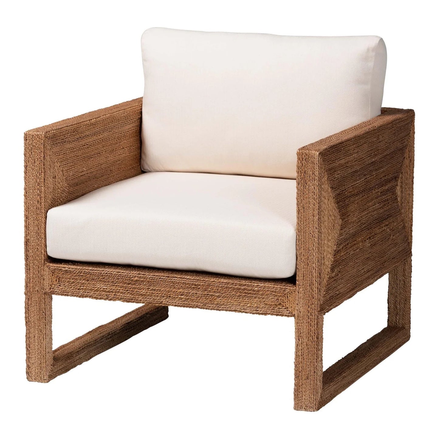 Luxury Woven Seagrass Accent Chair European Style for Villa