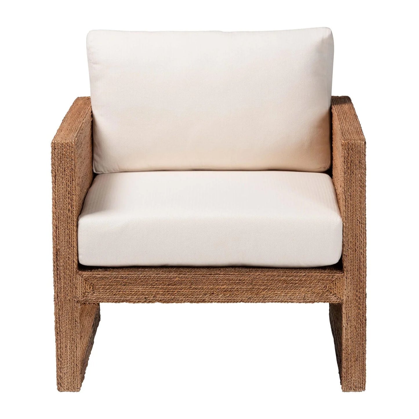 Luxury Woven Seagrass Accent Chair European Style for Villa