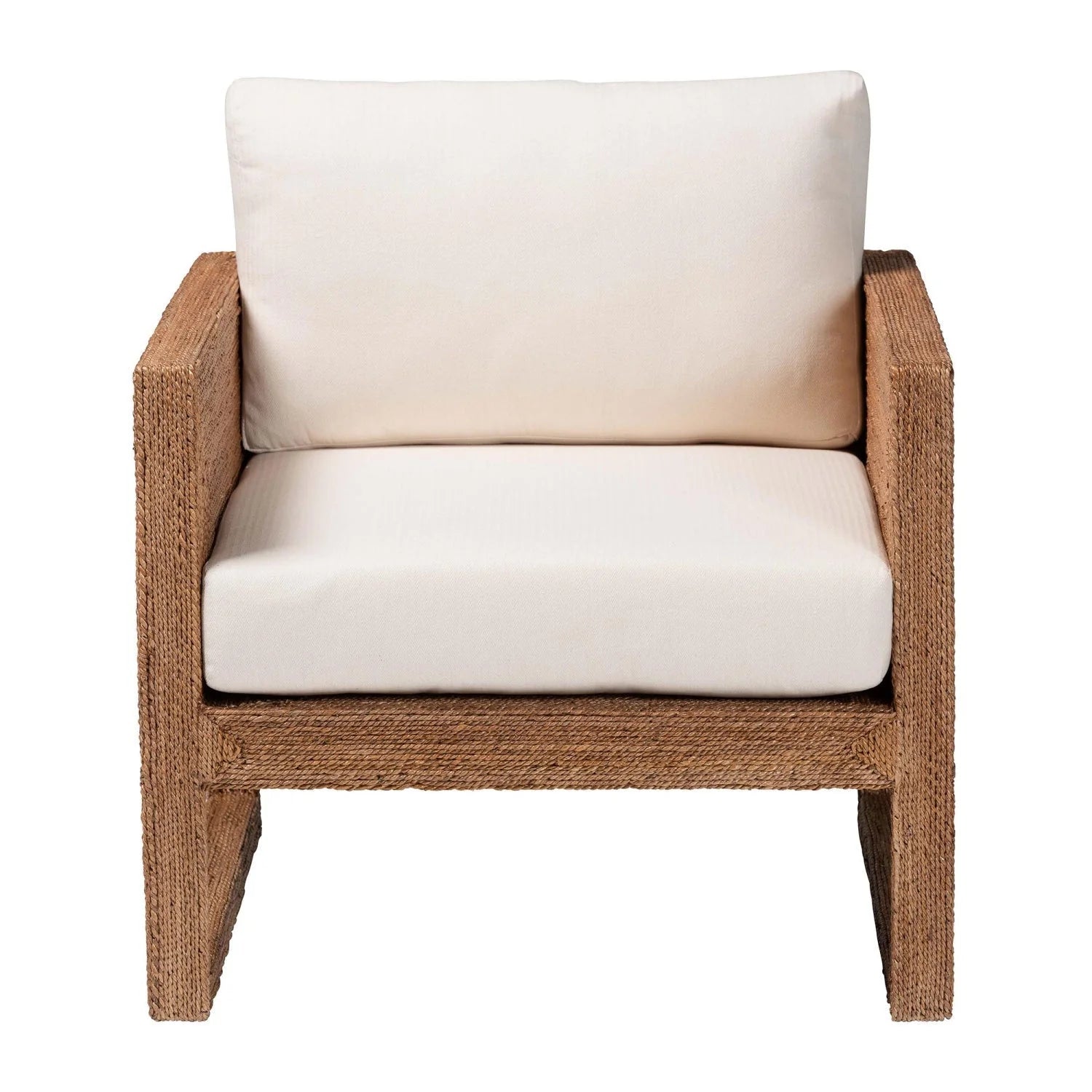Luxury Woven Seagrass Accent Chair European Style for Villa