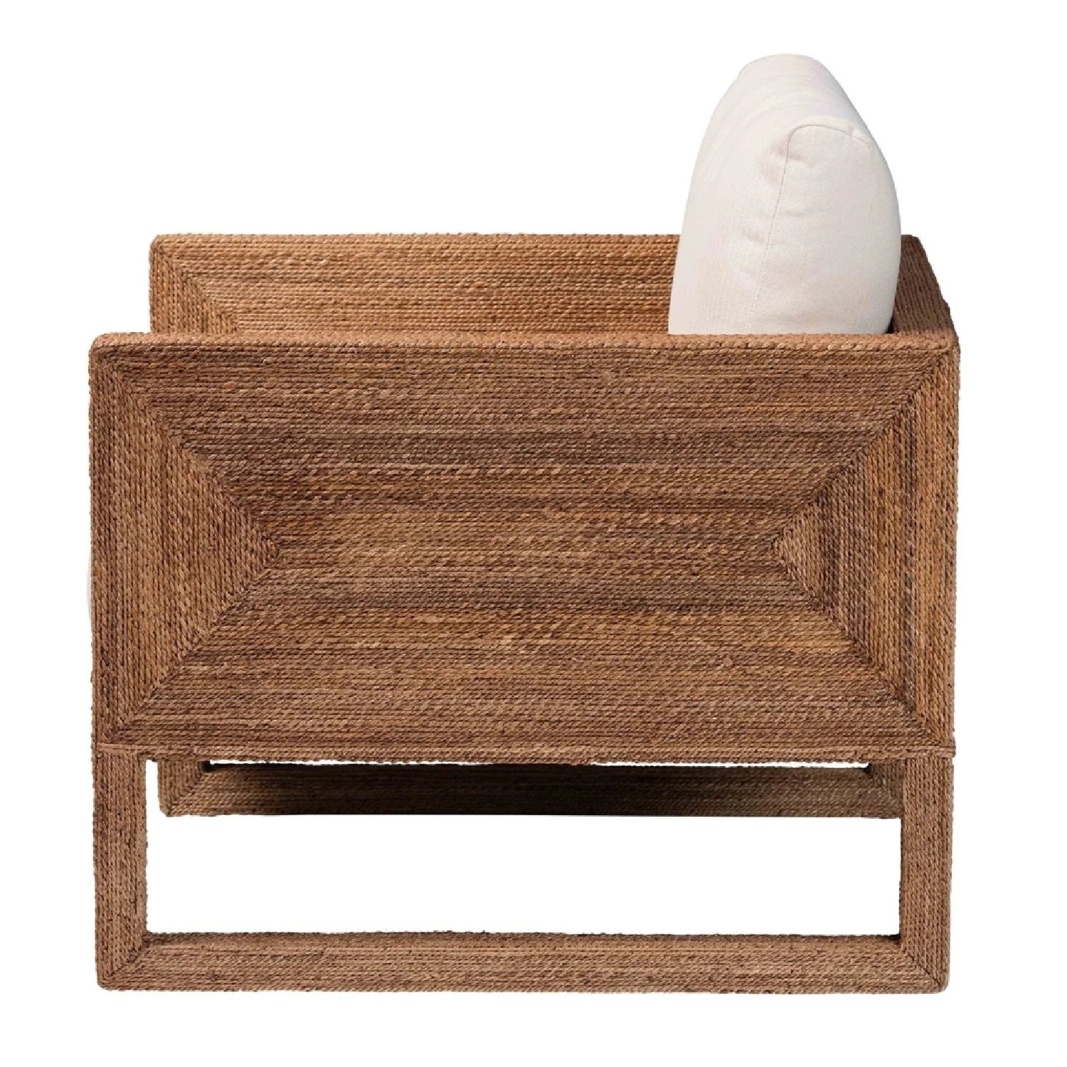 Luxury Woven Seagrass Accent Chair European Style for Villa