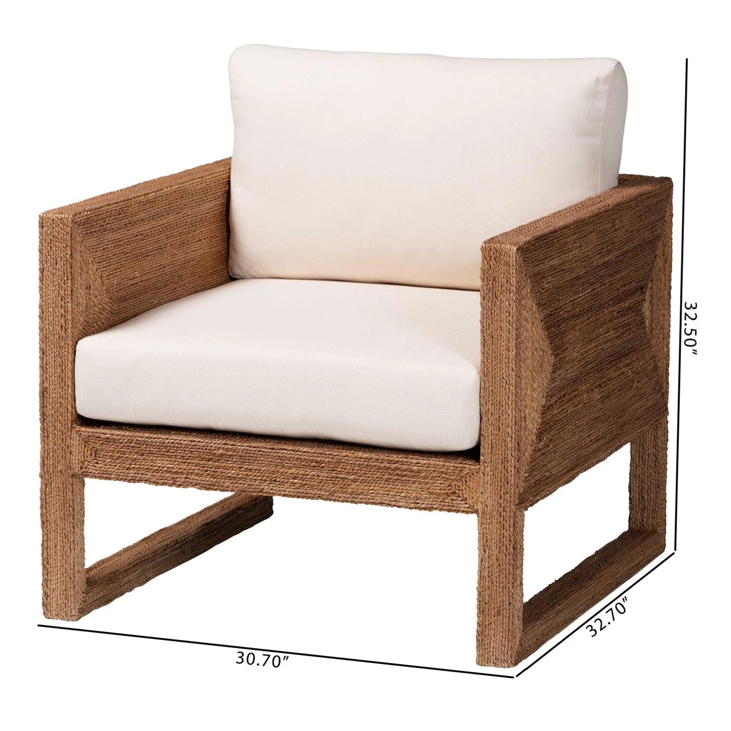 Luxury Woven Seagrass Accent Chair European Style for Villa
