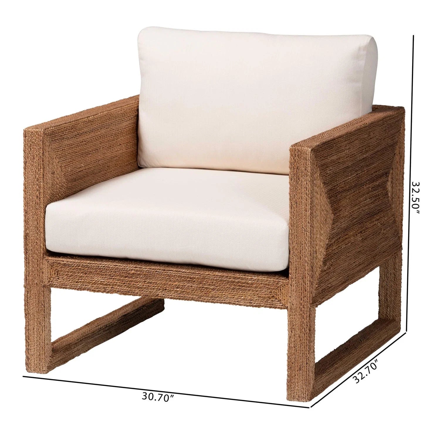 Luxury Woven Seagrass Accent Chair European Style for Villa