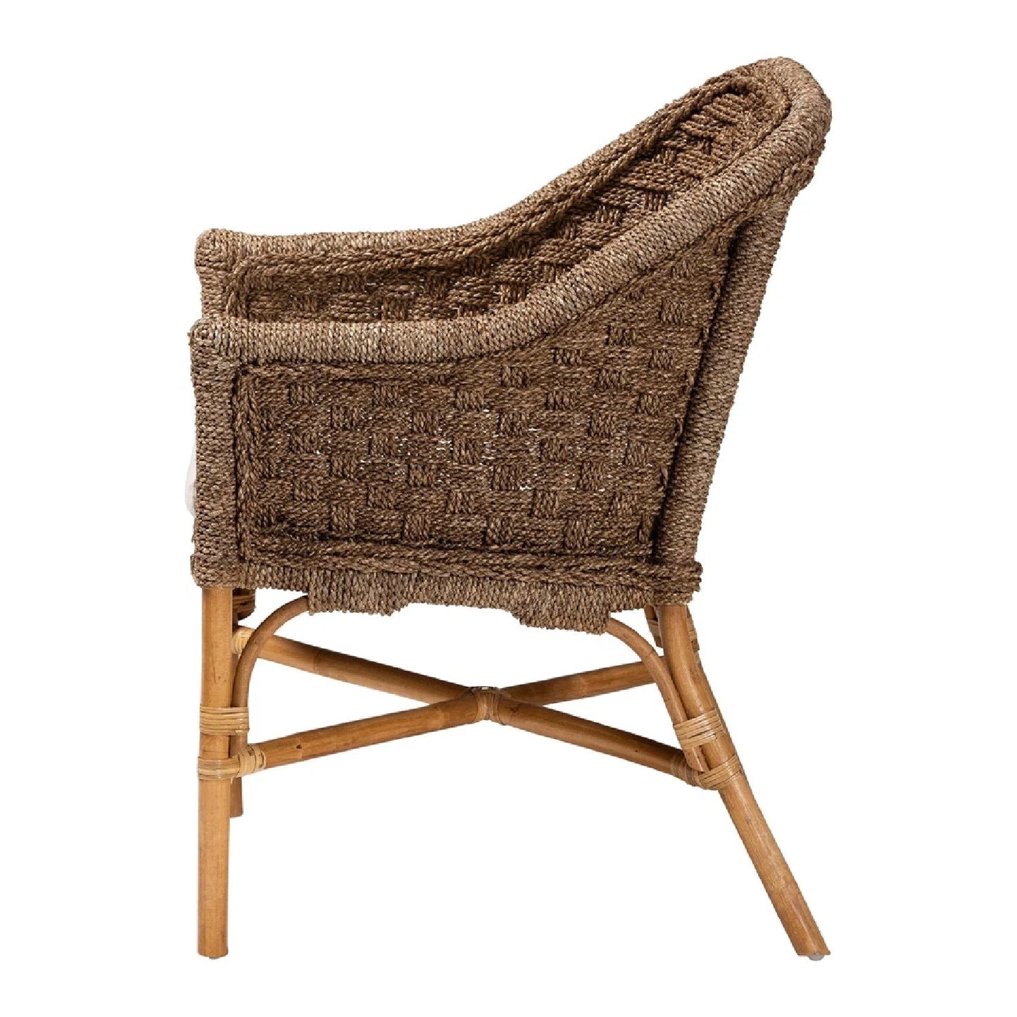 Luxury Woven Seagrass Accent Chair Modern Italian Style for Villa