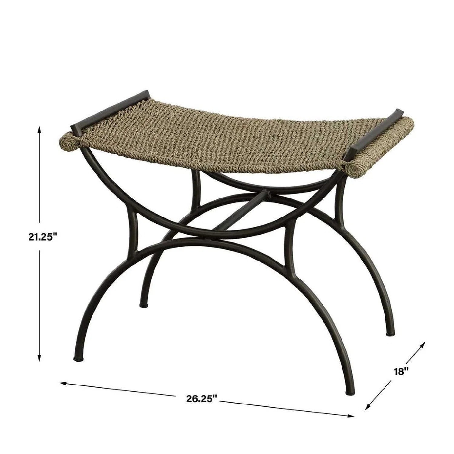 Luxury Woven Seagrass Bench European Style for Villa