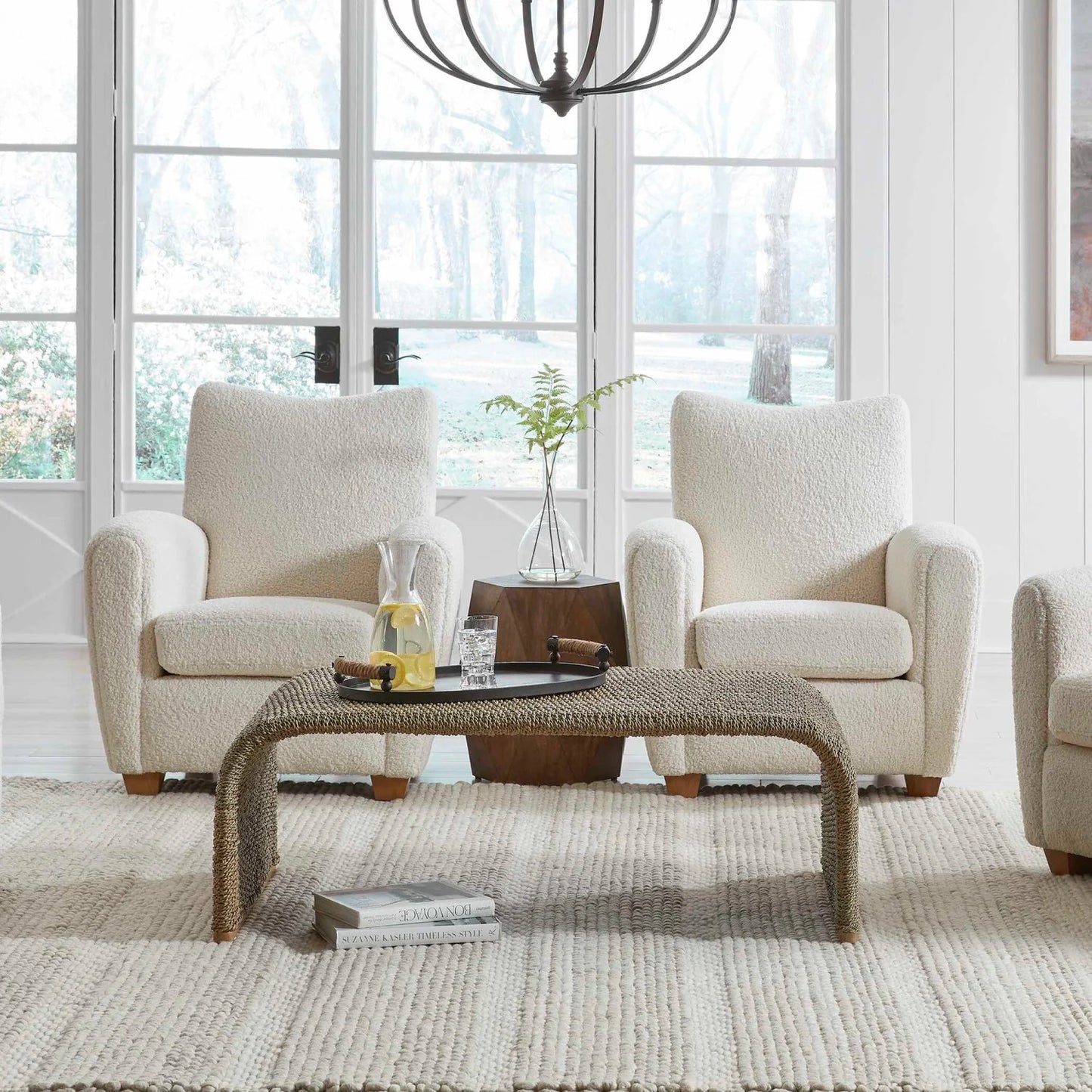 Luxury Woven Seagrass Coffee Table Modern Italian Style for Villa
