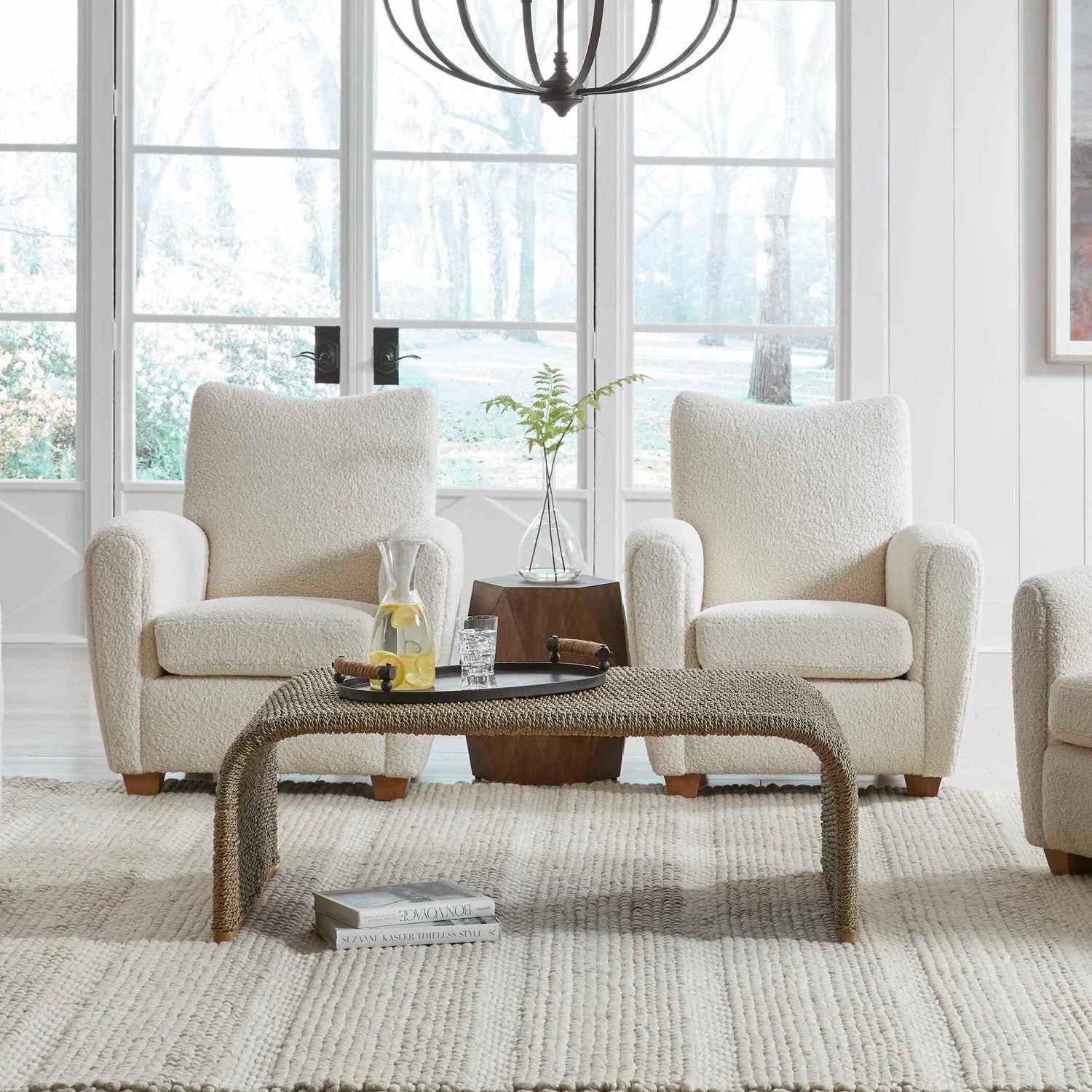 Luxury Woven Seagrass Coffee Table Modern Italian Style for Villa
