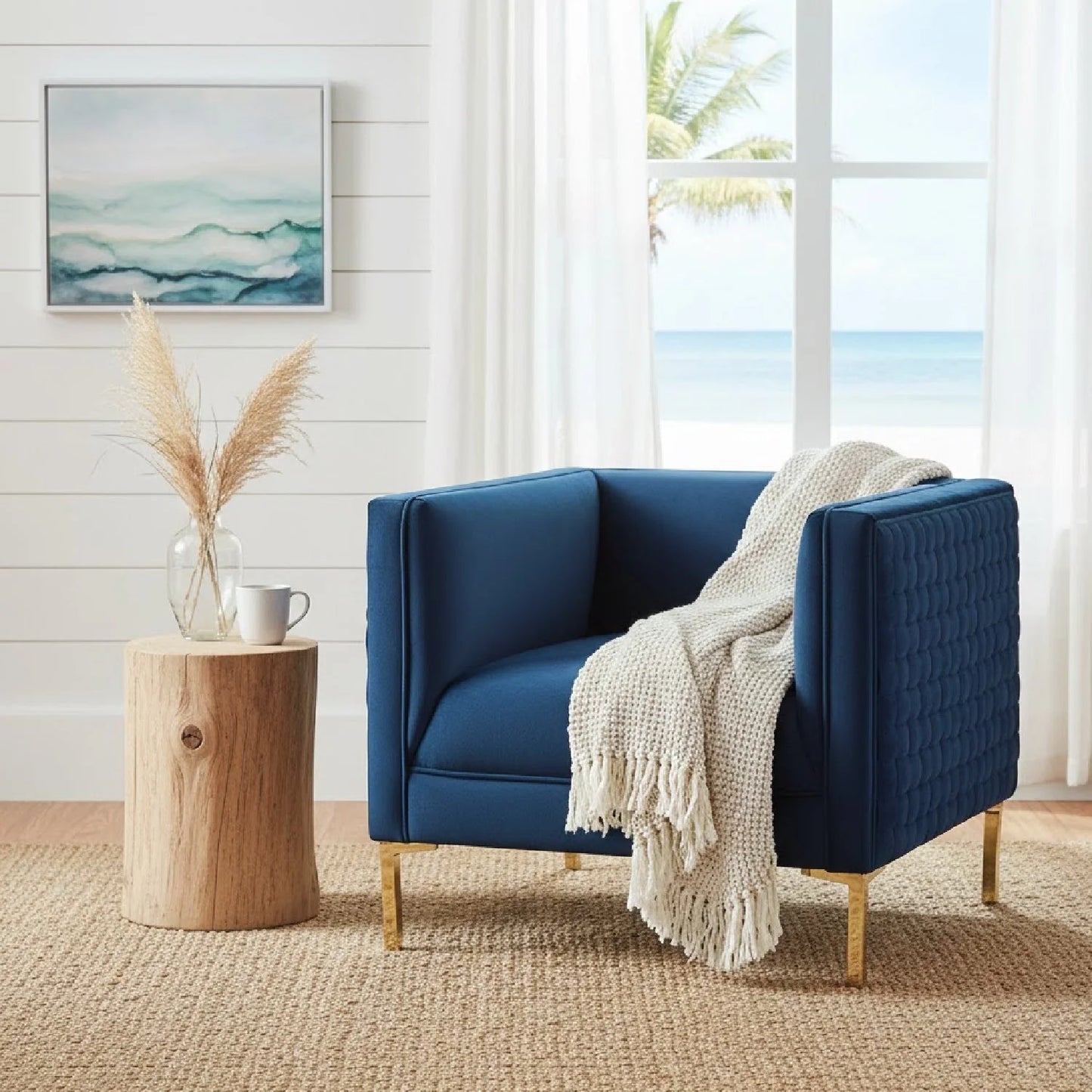 Luxury Woven Velvet Lounge Chair Modern Italian Style for Villa