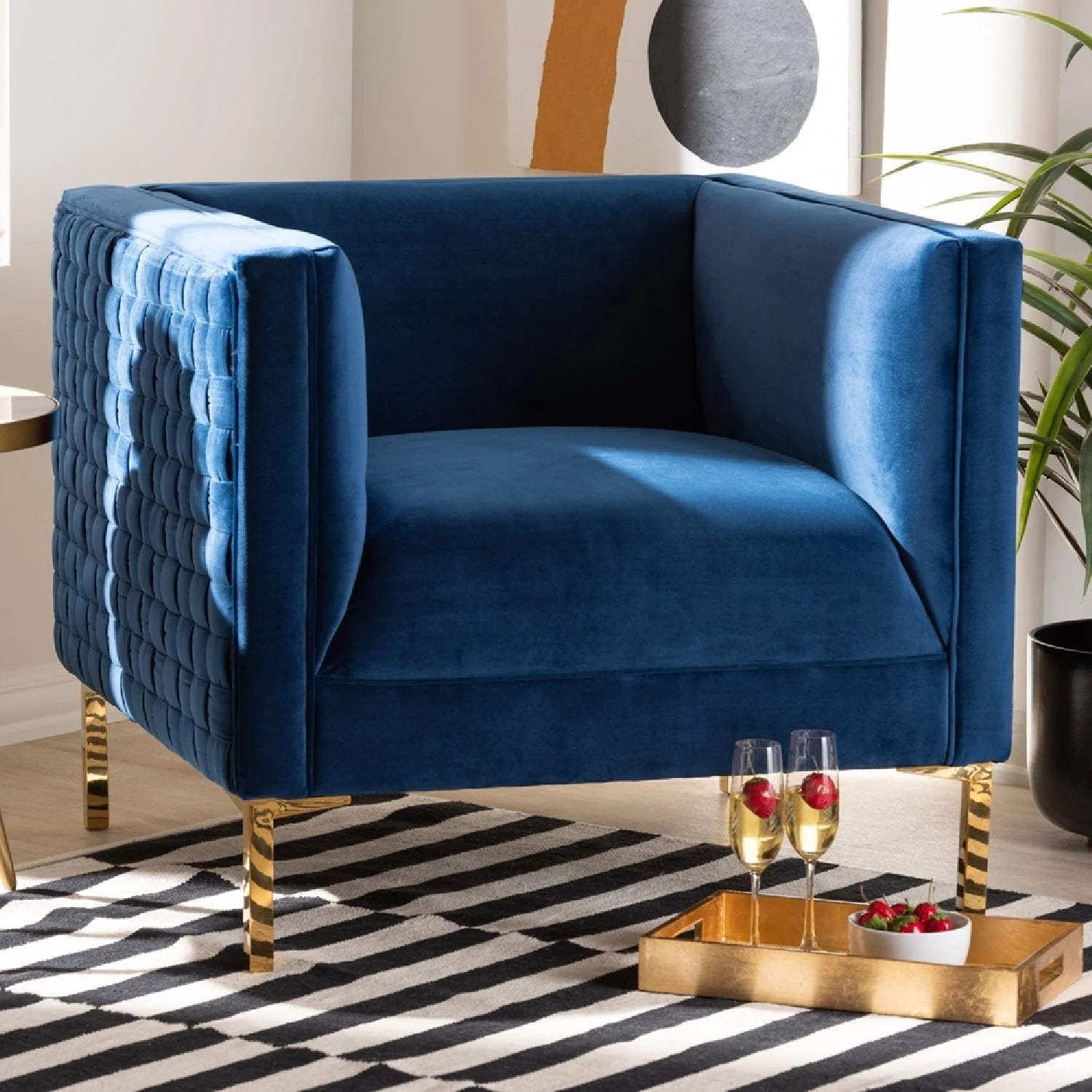 Luxury Woven Velvet Lounge Chair Modern Italian Style for Villa