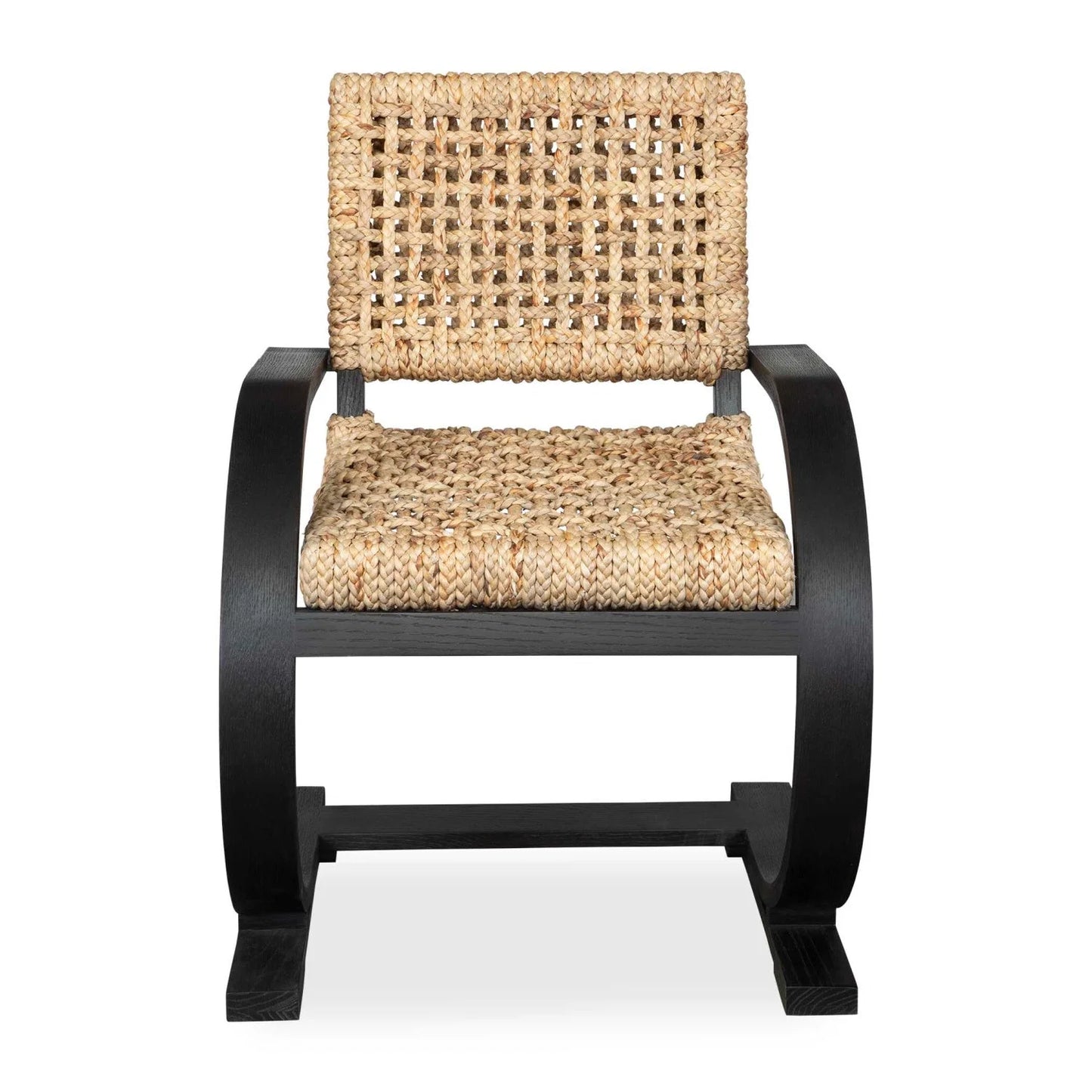 Luxury Woven Water Hyacinth Dining Armchair European Style for Villa