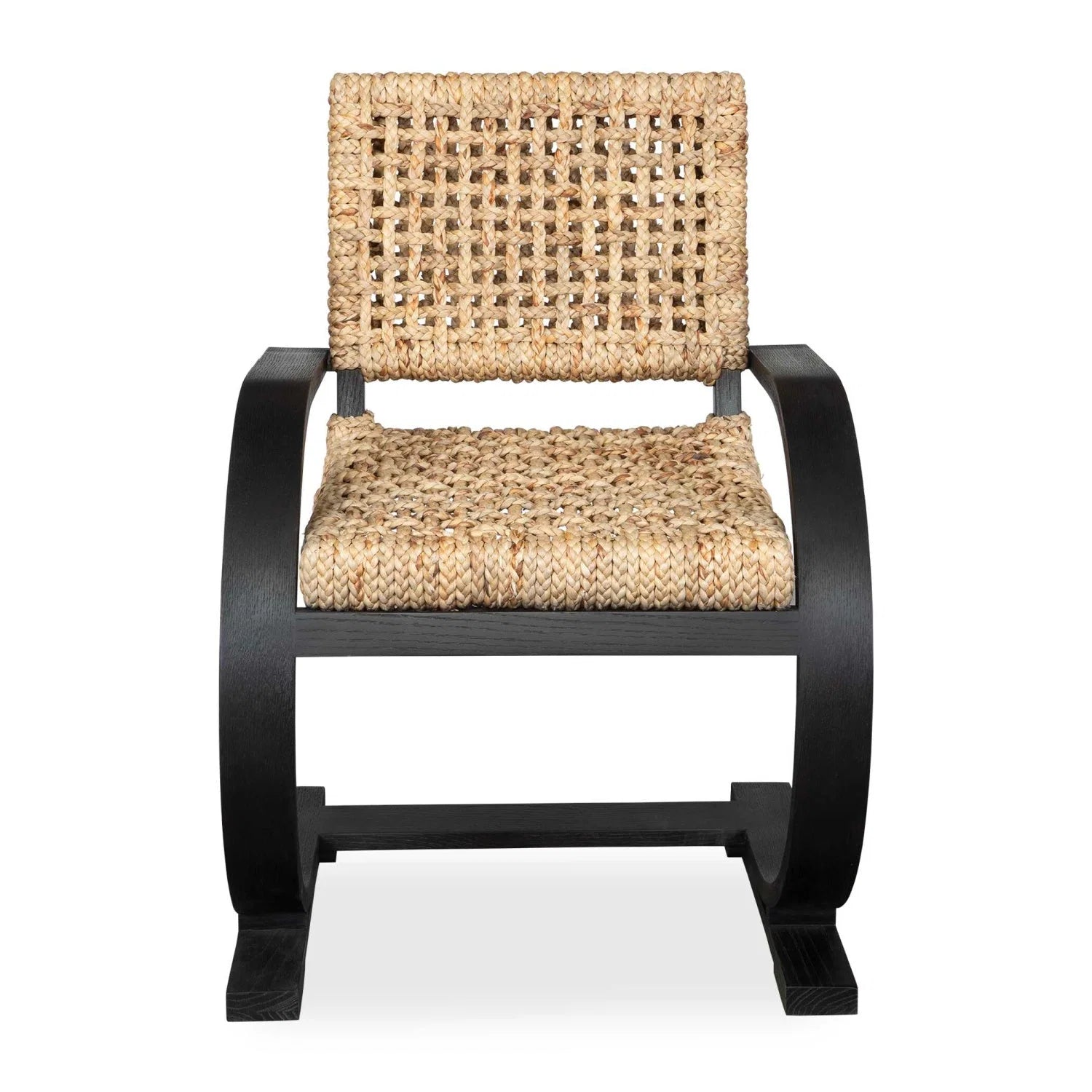 Luxury Woven Water Hyacinth Dining Armchair European Style for Villa