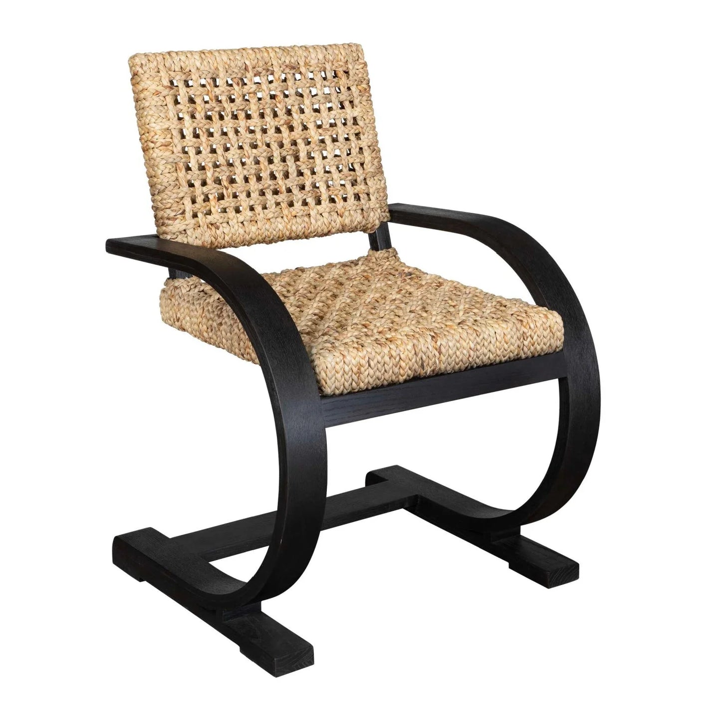 Luxury Woven Water Hyacinth Dining Armchair European Style for Villa