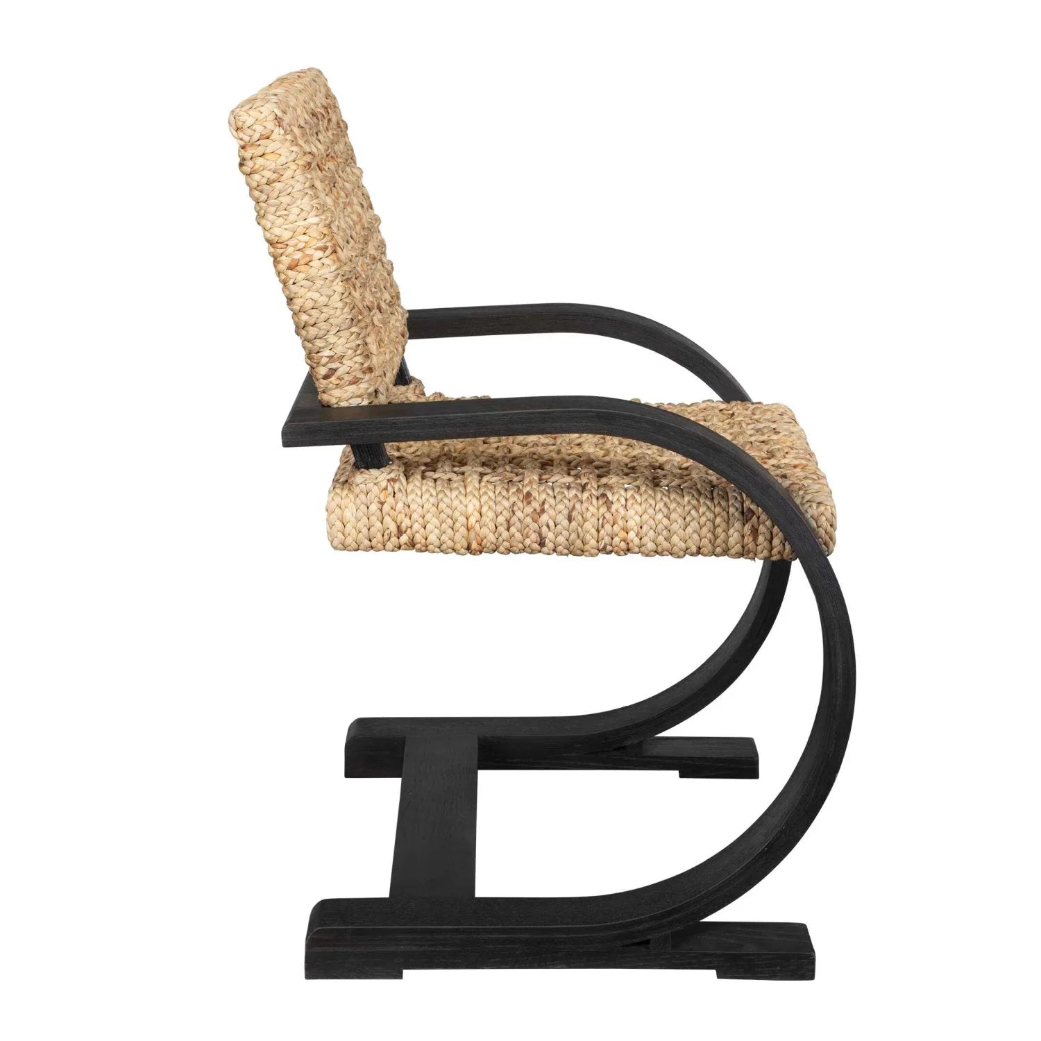 Luxury Woven Water Hyacinth Dining Armchair European Style for Villa
